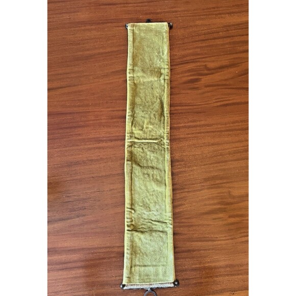 VTG Brass Bell Pull Roses Petit Point Embroidery 33.5” Olive Velvet Cottage Core - Picture 5 of 7